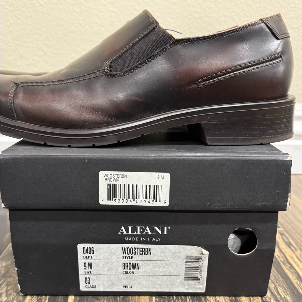 Alfani Men's Brown Leather Slip-On Loafers